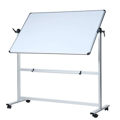 Afbeelding van VIZ PRO Dubbelzijdig magnetisch roterend mobiel whiteboard, aluminium frame &amp; standaard, 120 x 90 cm