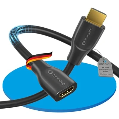 Afbeelding van Sonero® Premium High Speed HDMI 4K verlengkabel A stekker naar bus vergulde contacten dubbel afgeschermd 2,00m