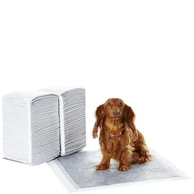 Afbeelding van Amazon Basics Trainingspads voor honden en puppy&#039;s met koolstof geurcontrole, lekvrij design sneldrogend oppervlak, normaal (120 stuks), grijs