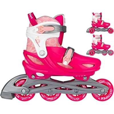 Afbeelding van Nijdam 3 in 1 skates Floral Switch polyester roze/wit mt 33 36
