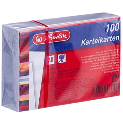 Afbeelding van Herlitz 50021406 Systeemkaarten A8 blanco wit 100 stuks