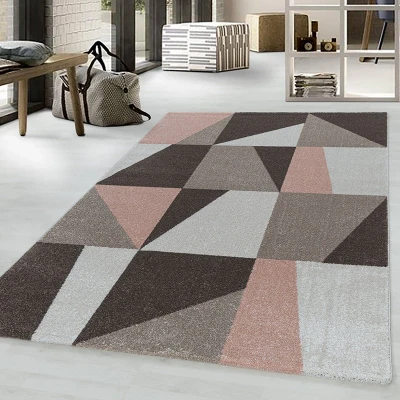 Afbeelding van Retro vloerkleed Stencil Box Roze/Bruin 140x200cm Adana Carpets