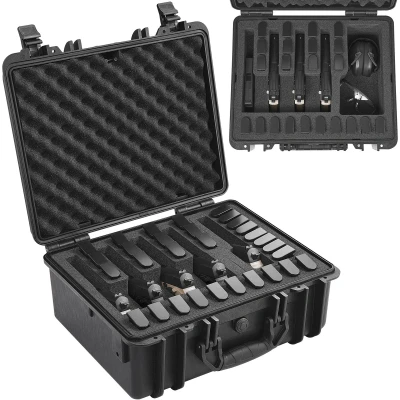 Afbeelding van Hardcase Pistoolkoffer Met Voorgesneden Schuimrubber, Water En Stofdicht Voor 5 Pistolen, Afsluitbare Wapenkist 18,9x16,3x8,5 Inch, Zwart, Zeer Dichte Bescherming