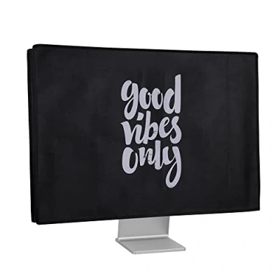 Afbeelding van kwmobile beschermhoes Monitor compatibel met 24 26&quot; hoes Computerscherm cover in wit/zwart Good Vibes Only