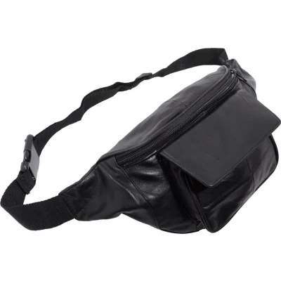 Afbeelding van Rojafit Heuptas Groot 3 vakken Zwart Nappa Leer Afmeting ca. 34 x 8 15 cm.