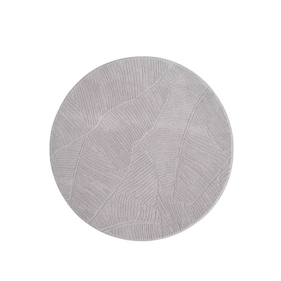 Afbeelding van Rond Zacht Vloerkleed Fuzz Leaf Grijs 120 Cm