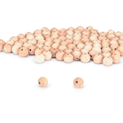 Afbeelding van Vaessen Creative 11006 002 Onbehandelde houten kralen, ø 10 mm, 100 stuks, ronde kralen voor het knutselen van doe zelf handgemaakte decoraties, sieraden, handwerk, hout, stuk