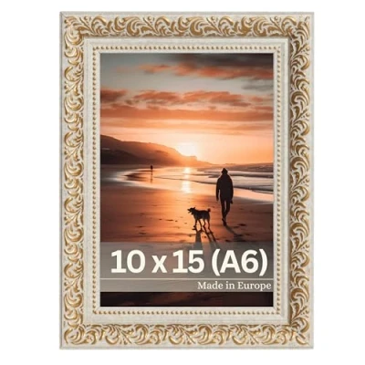 Afbeelding van Victor Vintage Fotolijst “Rubens in 10x15 cm (A6) Goud Beige Staaf: 30x20mm Echt Glas Barok Antiek