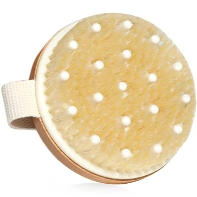 Afbeelding van SURDOCA Droog borstelen lichaamsborstel, fysieke exfoliërende scrubber, lymfedrainage massageborstel, cellulitisverwijderingsborstels, badborstel voor douche, natuurlijke bamboe (varkensharen)