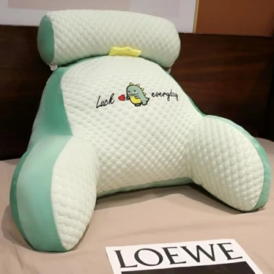 Afbeelding van LANPEW Leesskussen, rugkussen met armleuningen, leeskussen voor bed, bedstoel, rugleuning, rugsteun, kussencadeau lezen, werken en spelen (bonenfluweel groen, 80 x 60 cm)