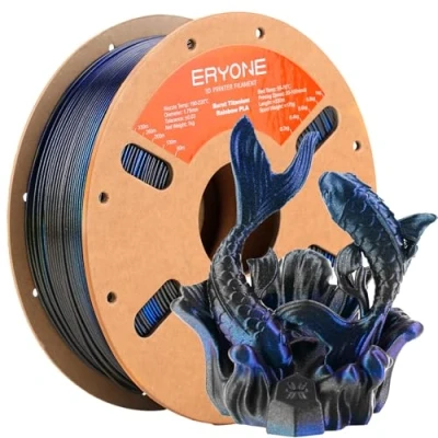 Afbeelding van ERYONE Burnt Titanium Rainbow PLA Filament 3D Printer 1.75mm +/ 0.03mm, 1kg(2.2LBS)/Spool, Interstellar (Blue &amp; Flash Black)