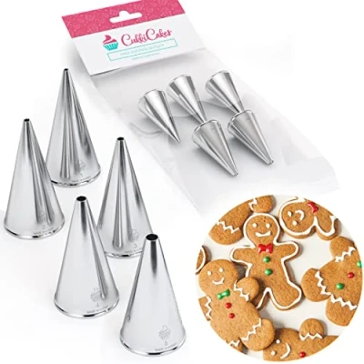 Afbeelding van CukkiCakes Set van 5 professionele spuitmonden voor het tekenen en schrijven op koekjes, taarten, cupcakes (nummer 1, 2, 3, 4 5), compatibel met spuitzak, gemaakt in Korea
