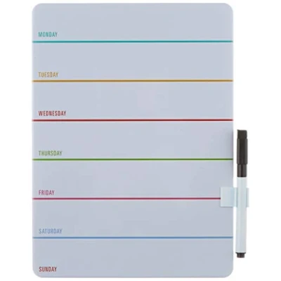 Afbeelding van Kikkerland memobord weekplanning 24,1 x 17,8 cm staal wit