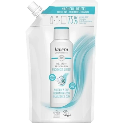 Afbeelding van lavera Navulzak basis Sensitive verzorgende shampoo vocht &amp; verzorging intensieve vochtigheid zachte zonder siliconen veganistisch natuurlijke cosmetica 500 ml