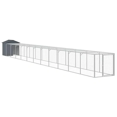 Afbeelding van vidaXL Kippenhok met ren 117x1221x123 cm staal antracietkleurig
