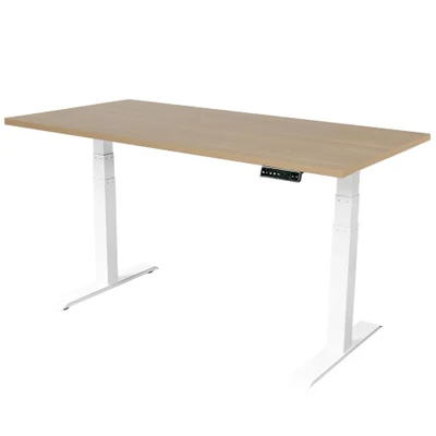 Afbeelding van Elektrisch verstelbaar bureau 180x80 cm Dual motor Wit / Eiken