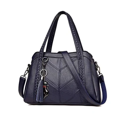 Afbeelding van Coolives Dames Hobo Handtas met Strap Top Handle Schouder Crossbody Bag in PU leer Blauw