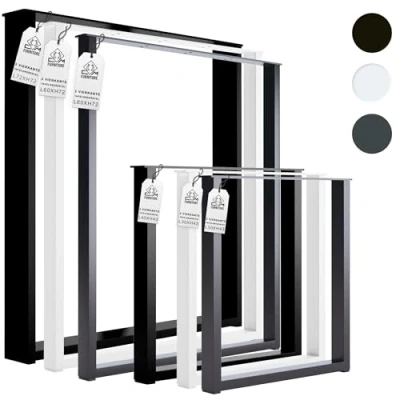 Afbeelding van cm Furniture 2x vierkante Tafelonderstel Zwart Hoogte 43 B40 x H43 Tafelpoten Meubelpoten Bureaupoten Eenvoudig te monteren, en vloerbeschermers meegeleverd Bankpoot Tafelframe