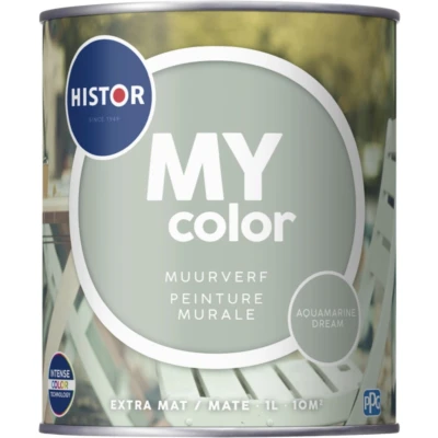 Afbeelding van histor my color muurverf extra mat aquamarine dream 1 ltr