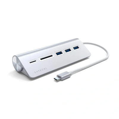 Afbeelding van Satechi USB C Aluminum Hub &amp; Card Reader Silver
