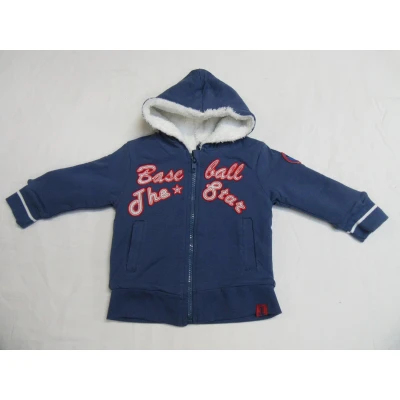 Afbeelding van Dirkje Jongens Gilet Sweater stof met kap Gevoerd blauw 98 3 jaar