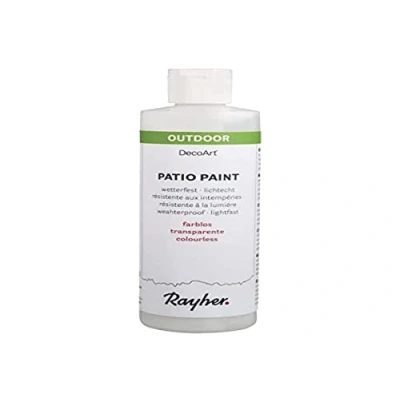 Afbeelding van Rayher 38611702 Patio verf, kleurloos, fles 236 ml, weerbestendige acrylverf, lichtecht, voor binnen en buiten, buitenverf, beschermende lak, servetlijm, primer