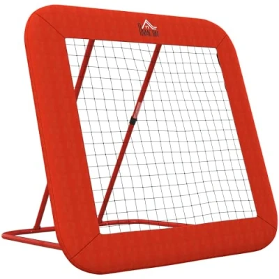 Afbeelding van HOMCOM Rebounder voor voetbal, inklapbaar, voetbalrebounder met beschermrand, haringen, in 5 hoogtes verstelbaar, rebound wandnet handbal, volleybal en basketbal, rood