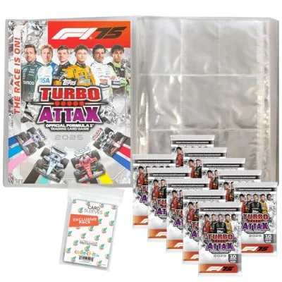 Afbeelding van Bundel met Topps Turbo Attax Formule 1 2025 Trading Cards + Exclusieve Collect it hoezen (1 lege verzamelmap 10 boosters)