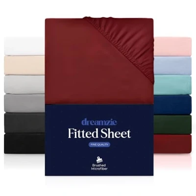 Afbeelding van Dreamzie hoeslaken 90x200 cm voor dikke matrassen tot 30 100 procent polyester microvezel Burgundy gecertificeerd zonder chemische producten (Oeko TEX), met volledig elastiek