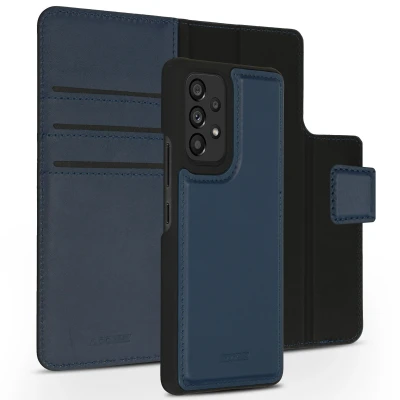 Afbeelding van Samsung Galaxy A53 Hoesje Echt leder Accezz Bookcase/2 in 1 Case Donkerblauw Telefoonhoesje