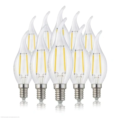 Afbeelding van hellum LED gloeilamp, kaarswindstoot gloeilamp E14 warm wit, 250 lumen windstootkaars lamp 2W komt overeen met 25 Watt kaarslampen, 2700 Kelvin wit helder 207309 5 stuks