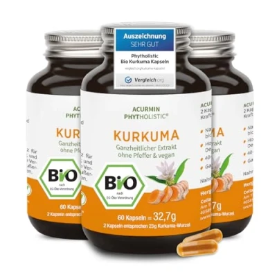 Afbeelding van Biologische kurkuma capsules 40 voudige biobeschikbaarheid zonder peper winnaar 2020 C14 gecertificeerd 180 stuks