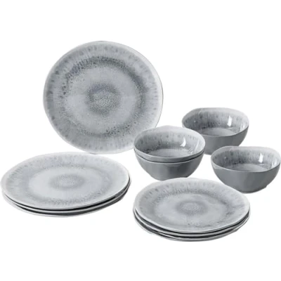 Afbeelding van BRUNNER 0830148N.C5X platte borden, kommen, dessertborden van melamine, onbreekbaar, midday Pearl, set X4 personen, 12 stuks