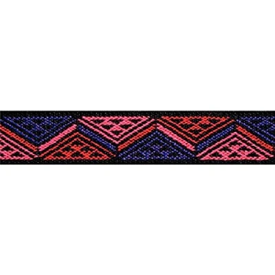 Afbeelding van PRYM &quot;roze, rood en paars driehoek patroon&quot; kleur elastisch mengweefsel, polyester, meerkleurig, 25 mm/1, 7 m