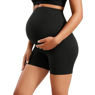 Afbeelding van CRZ Yoga Womens Butterluxe Zwangerschaps Shorts Over De Buik 4&quot;,Workout Running Atletische Zwangerschap Biker zwart S