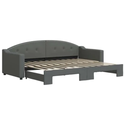 Afbeelding van vidaXL Slaapbank met onderschuifbed 80x200 cm stof donkergrijs