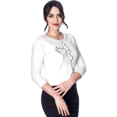 Afbeelding van Dancing Days CAT SCALLOP COLLAR Cardigan S Wit