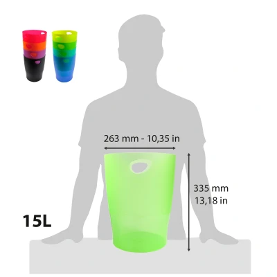 Afbeelding van Exacompta Ref. 45399D Set met 8 papieren manden handgrepen ECOBIN inhoud 15 liter afmetingen 26,3 x 33,5 cm verschillende kleuren