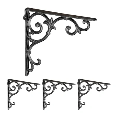 Afbeelding van plankdrager set van 4 24,5 cm gietijzer zwart