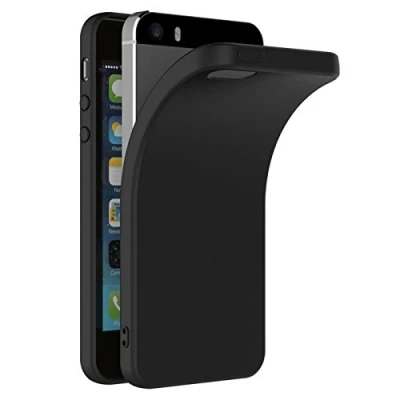Afbeelding van Verco Compatibel met iPhone SE hoes (1e generatie) en 5/5s hoes, matte achterkant, beschermhoes voor 5/5S/SE, siliconen telefoonhoes, zwart