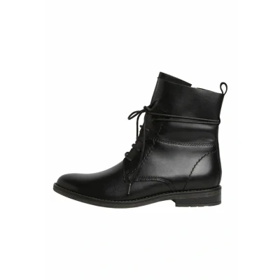 Afbeelding van MARCO TOZZI MT Feel and Leather Dames Lace Boot Flat BLACK Maat 37