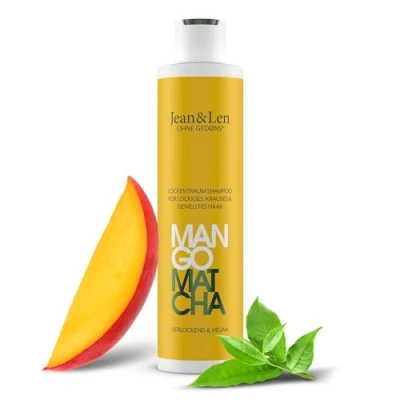 Afbeelding van Jean &amp; Len Mango Matcha Krullende shampoo, bindt weerbarstig en kroeshaar, vermindert gespleten haarpunten, verzorgt definieert natuurlijke golven krullen, zonder parabenen siliconen,
