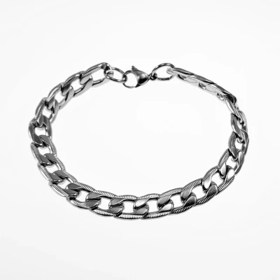 Afbeelding van 22cm, 9mm Gedetailleerde Armband Heren RVS Zilverkleur Cubaanse Schakelarmband