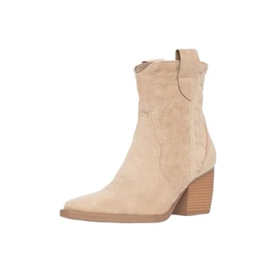 Afbeelding van Elara Dames Enkellaarzen Cowboy Laarzen Chunkyrayan DE326S Khaki Suede 39