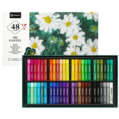 Afbeelding van Artecho Oliepastel krijtset, set van 48 kleuren, zachte oliepastels voor kunstschilderen, tekenen, blenden, oliepastels, kunstbenodigdheden kunstenaars, beginners, studenten en leraren