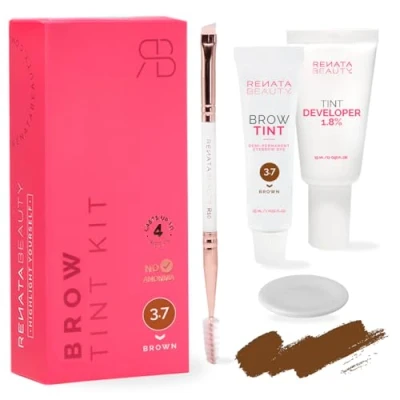 Afbeelding van Renata Beauty Set mit Augenbrauenfarbe Farbe für Augenbrauen 3 in 1 Färbeset: Farbe, Oxidationscreme, Stylingbürste Langanhaltend bis zu 30 x Färben [Bruin]