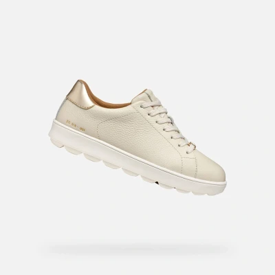 Afbeelding van Geox Sneakers laag, Dames, Maat: 38, Off white light gold Leer/ synthetisch