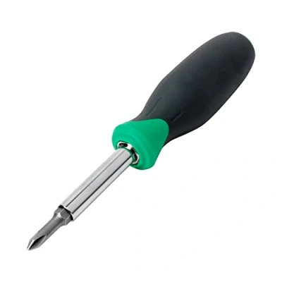 Afbeelding van Amazon Basics Multi bit schroevendraaier/moeraanzetter, 6 stuks, in 1, zilver, noorderlichtgroen, grijs (voorheen Denali)