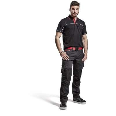 Afbeelding van Blaklader Service werkbroek met stretch zonder spijkerzakken 1495 1330 Zwart/Rood D120