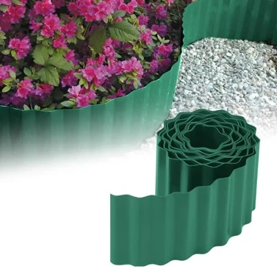 Afbeelding van GARDENIX Gegolfde bloembed, gazonrand, kunststof lengte 9 m, hoogte 20 cm, groen